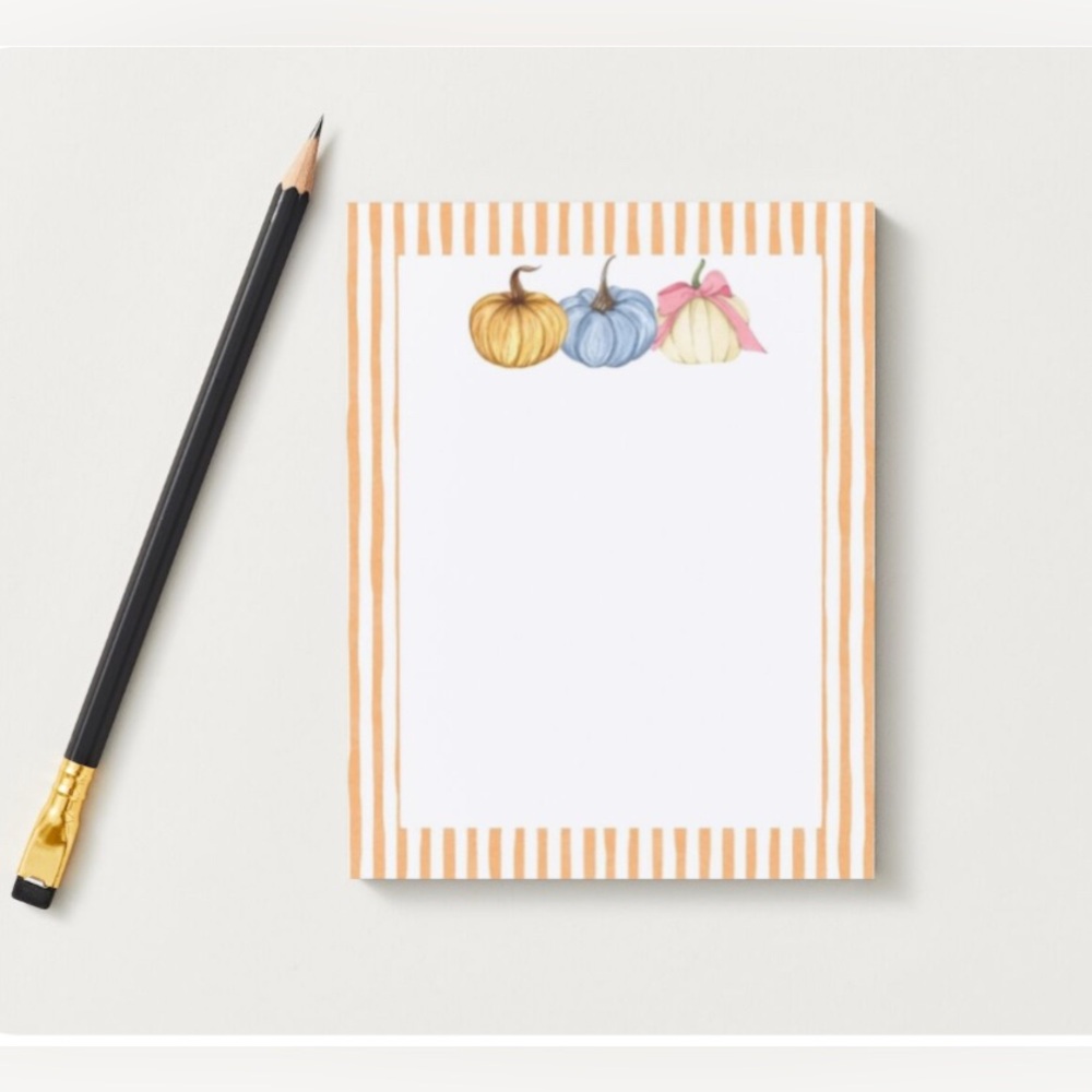 Striped Notepad with Pumpkin Design